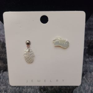 Pineapple and Fish Mismatch Asymmetrical Earring Set